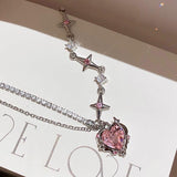 Sweet Pink Heart Crystal Necklace - ProDeco